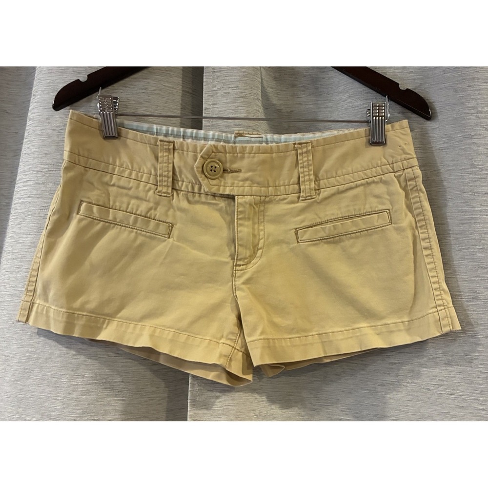 American Eagle Micro Mini Ultra Low Khaki Chino Shorts Indie Sleaze Size 4